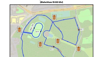 Es ist eine Grafik mit dem Streckenplan des Staffel-Marathons 2025 zu sehen.