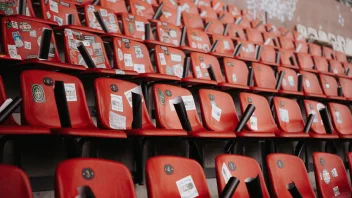 Rote Sitzschalen auf einer Tribüne des Millerntor-Stadions.