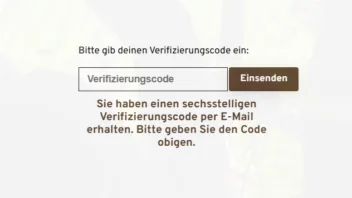 Screenshot zur Eingabe eines Verifizierungscodes