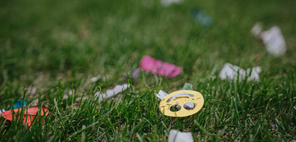 Konfetti im Spielfeldrasen