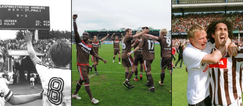 Eine Bildcollage mit Bildern aus der Geschichte des Fußballvereins